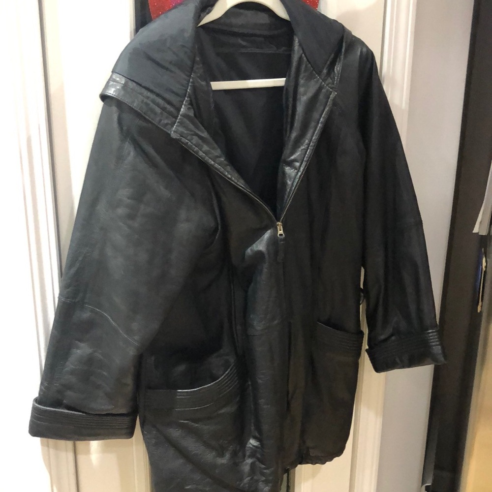 Black  hooded coat